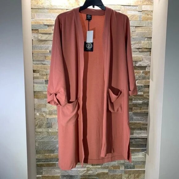 Bobeau SlitSide Long Soft Woven Jacket (Plus Size) - Picture 3 of 6